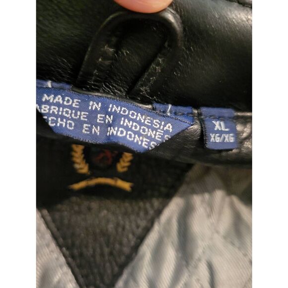 Vintage Tommy Hilfiger Coat Men's XL Black Leather Double Breasted Quilted - Picture 4 of 9